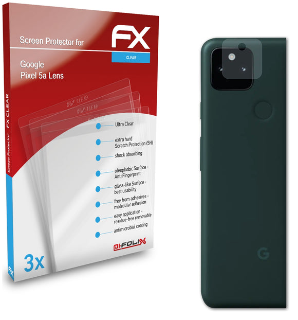 atFoliX FX-Clear Schutzfolie für Google Pixel 5a Lens