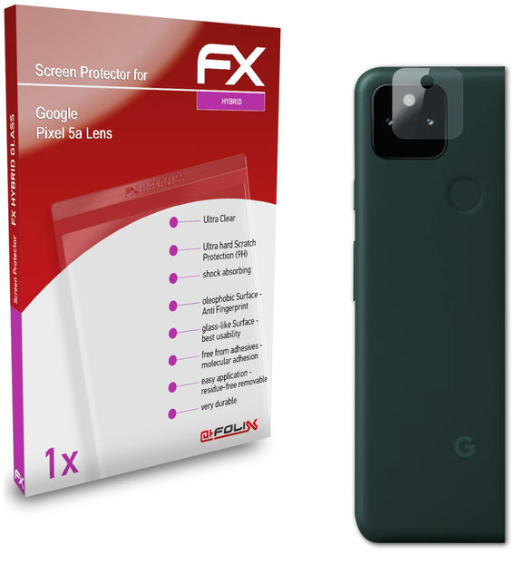 atFoliX FX-Hybrid-Glass Panzerglasfolie für Google Pixel 5a Lens