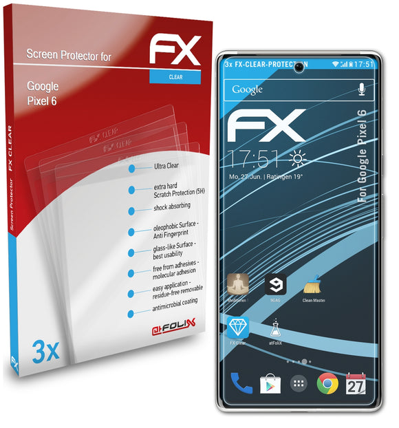 atFoliX FX-Clear Schutzfolie für Google Pixel 6