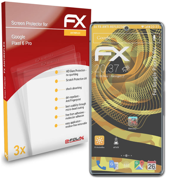 atFoliX FX-Antireflex Displayschutzfolie für Google Pixel 6 Pro