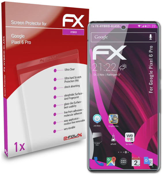 atFoliX FX-Hybrid-Glass Panzerglasfolie für Google Pixel 6 Pro