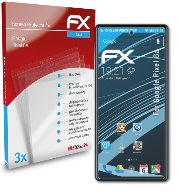 atFoliX FX-Clear Schutzfolie für Google Pixel 6a