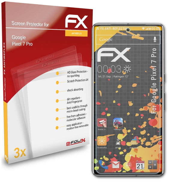 atFoliX FX-Antireflex Displayschutzfolie für Google Pixel 7 Pro