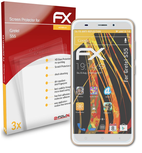 atFoliX FX-Antireflex Displayschutzfolie für Gretel S55