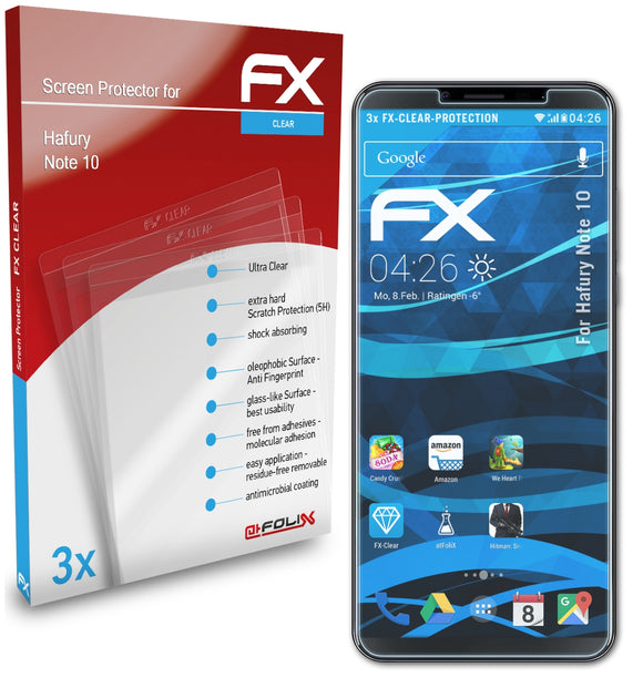 atFoliX FX-Clear Schutzfolie für Hafury Note 10