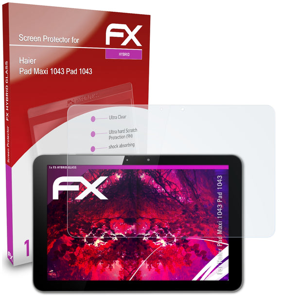 atFoliX FX-Hybrid-Glass Panzerglasfolie für Haier Pad Maxi 1043 (Pad 1043)