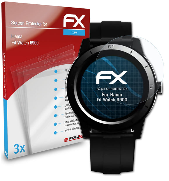 atFoliX FX-Clear Schutzfolie für Hama Fit Watch 6900