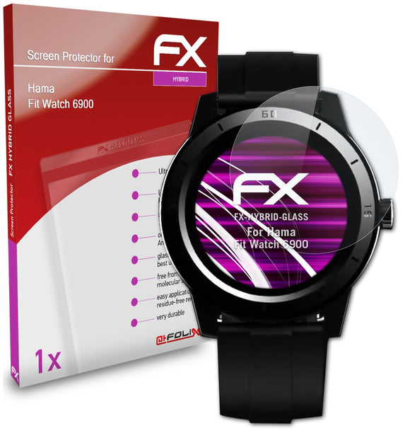 atFoliX FX-Hybrid-Glass Panzerglasfolie für Hama Fit Watch 6900