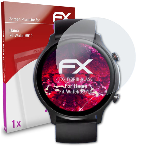 atFoliX FX-Hybrid-Glass Panzerglasfolie für Hama Fit Watch 6910