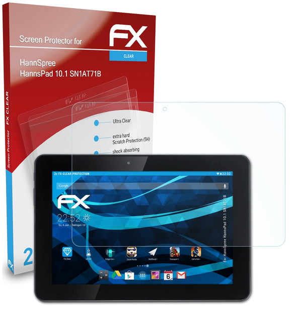 atFoliX FX-Clear Schutzfolie für HannSpree HannsPad 10.1 (SN1AT71B)