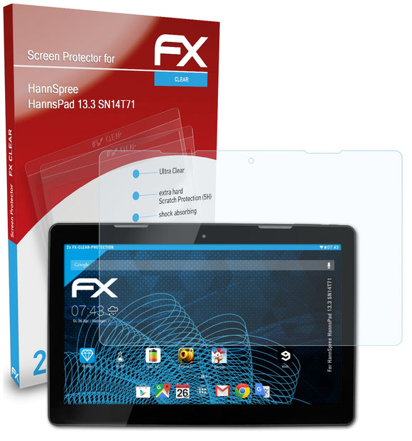 atFoliX FX-Clear Schutzfolie für HannSpree HannsPad 13.3 (SN14T71)