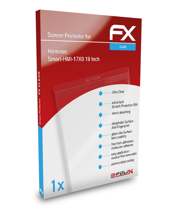 atFoliX FX-Clear Schutzfolie für Hematec Smart-HMI-17X0 (19 Inch)