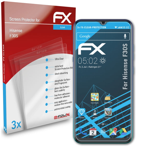 atFoliX FX-Clear Schutzfolie für Hisense F30S