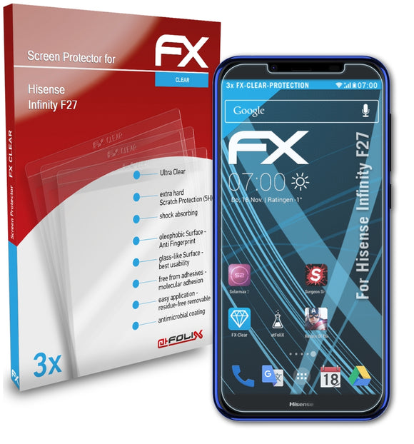 atFoliX FX-Clear Schutzfolie für Hisense Infinity F27