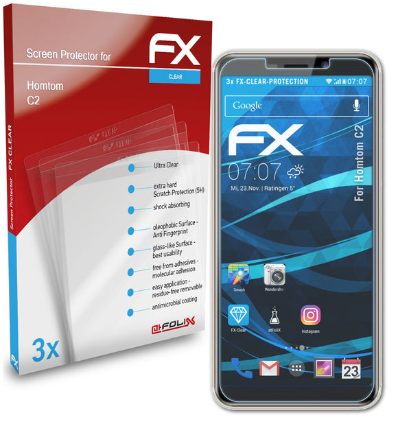 atFoliX FX-Clear Schutzfolie für Homtom C2