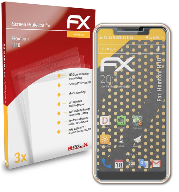 atFoliX FX-Antireflex Displayschutzfolie für Homtom H10