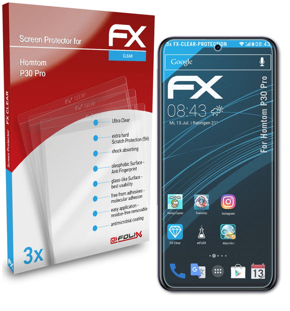 atFoliX FX-Clear Schutzfolie für Homtom P30 Pro