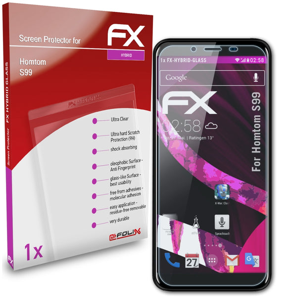 atFoliX FX-Hybrid-Glass Panzerglasfolie für Homtom S99