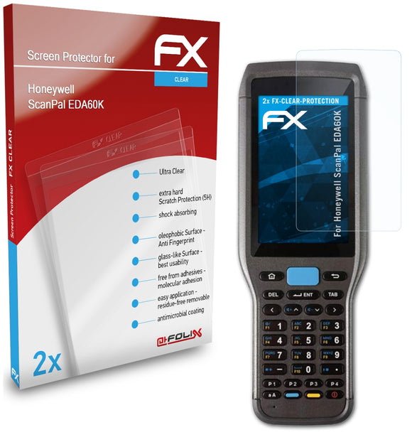 atFoliX FX-Clear Schutzfolie für Honeywell ScanPal EDA60K