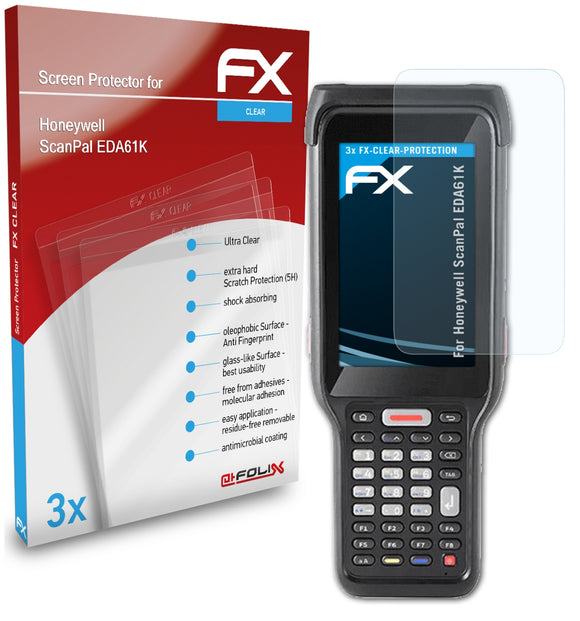 atFoliX FX-Clear Schutzfolie für Honeywell ScanPal EDA61K