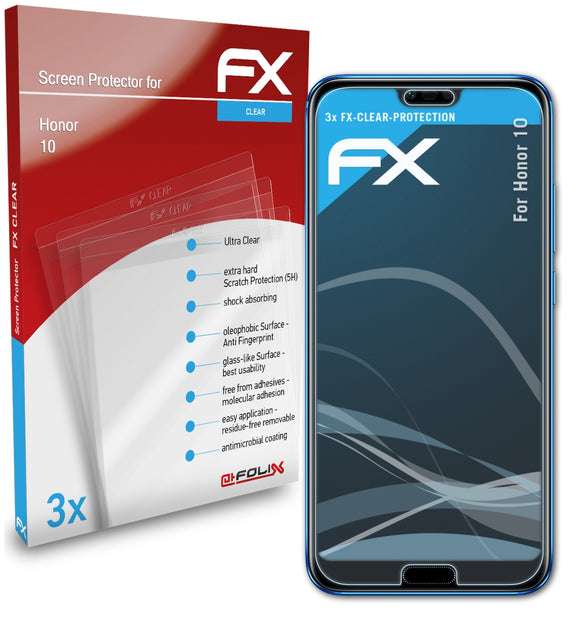 atFoliX FX-Clear Schutzfolie für Honor 10