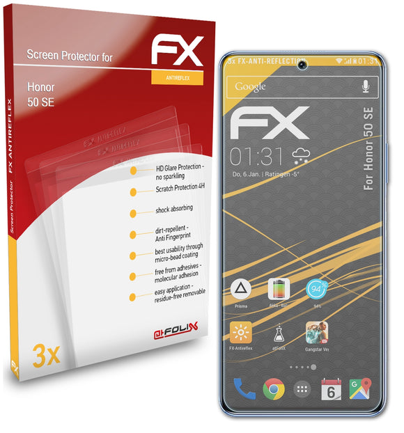 atFoliX FX-Antireflex Displayschutzfolie für Honor 50 SE