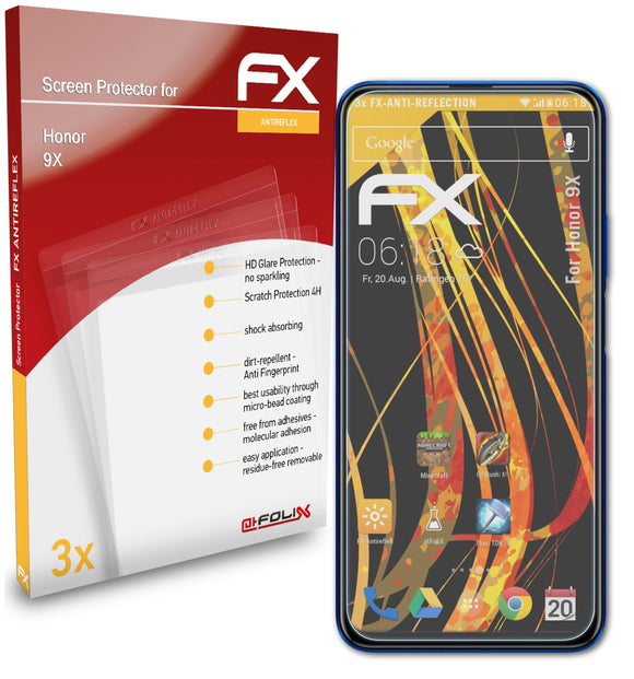 atFoliX FX-Antireflex Displayschutzfolie für Honor 9X