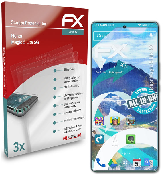 atFoliX FX-ActiFleX Displayschutzfolie für Honor Magic 5 Lite 5G