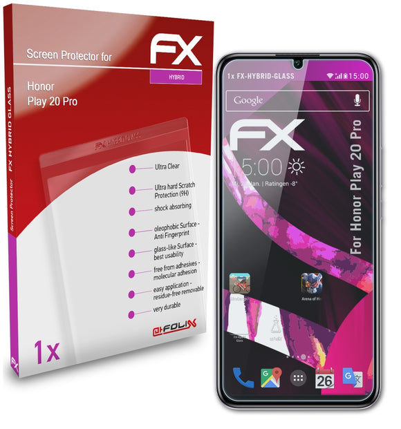 atFoliX FX-Hybrid-Glass Panzerglasfolie für Honor Play 20 Pro