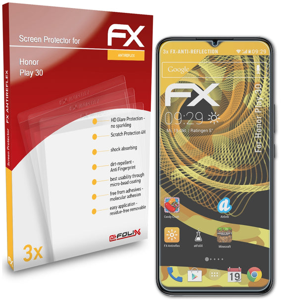 atFoliX FX-Antireflex Displayschutzfolie für Honor Play 30