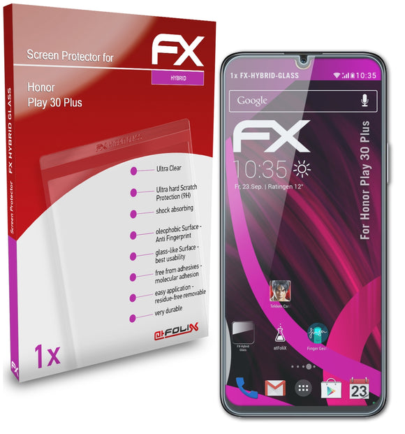 atFoliX FX-Hybrid-Glass Panzerglasfolie für Honor Play 30 Plus