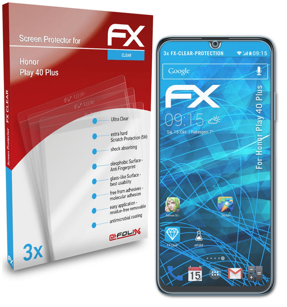 atFoliX FX-Clear Schutzfolie für Honor Play 40 Plus