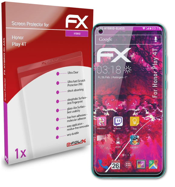 atFoliX FX-Hybrid-Glass Panzerglasfolie für Honor Play 4T