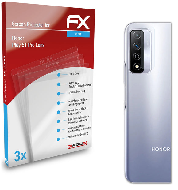 atFoliX FX-Clear Schutzfolie für Honor Play 5T Pro Lens