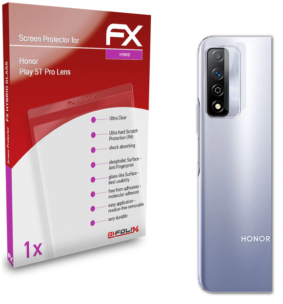 atFoliX FX-Hybrid-Glass Panzerglasfolie für Honor Play 5T Pro Lens