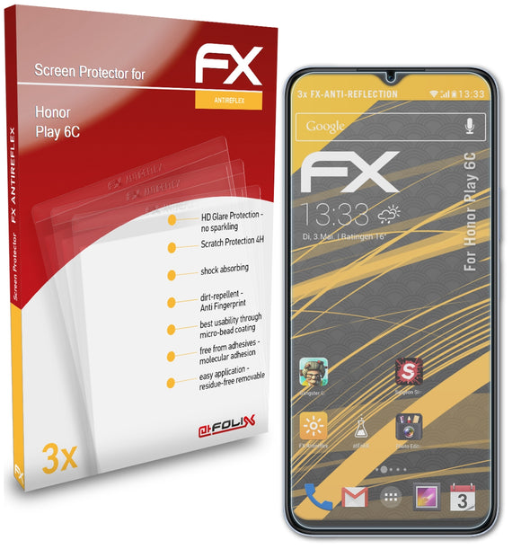 atFoliX FX-Antireflex Displayschutzfolie für Honor Play 6C