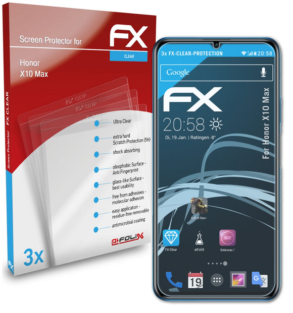 atFoliX FX-Clear Schutzfolie für Honor X10 Max