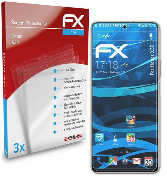 atFoliX FX-Clear Schutzfolie für Honor X30