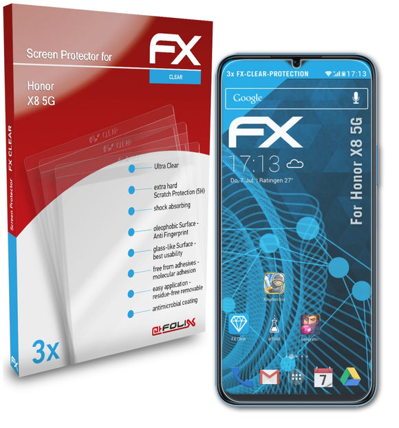 atFoliX FX-Clear Schutzfolie für Honor X8 5G