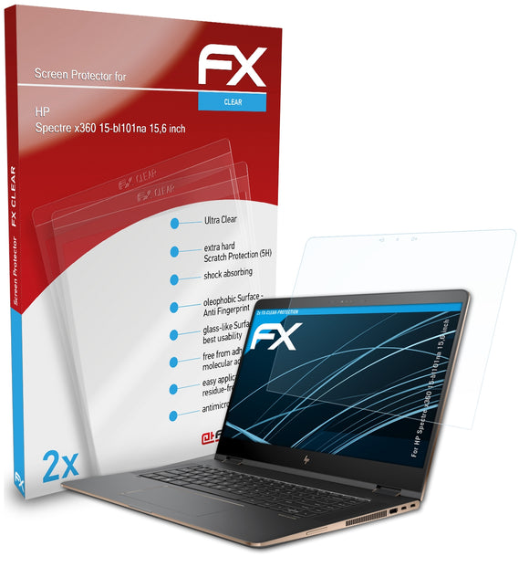 atFoliX FX-Clear Schutzfolie für HP Spectre x360 15-bl101na (15,6 inch)