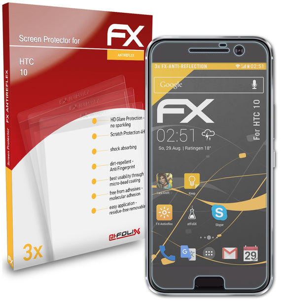 atFoliX FX-Antireflex Displayschutzfolie für HTC 10