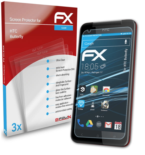 atFoliX FX-Clear Schutzfolie für HTC Butterfly