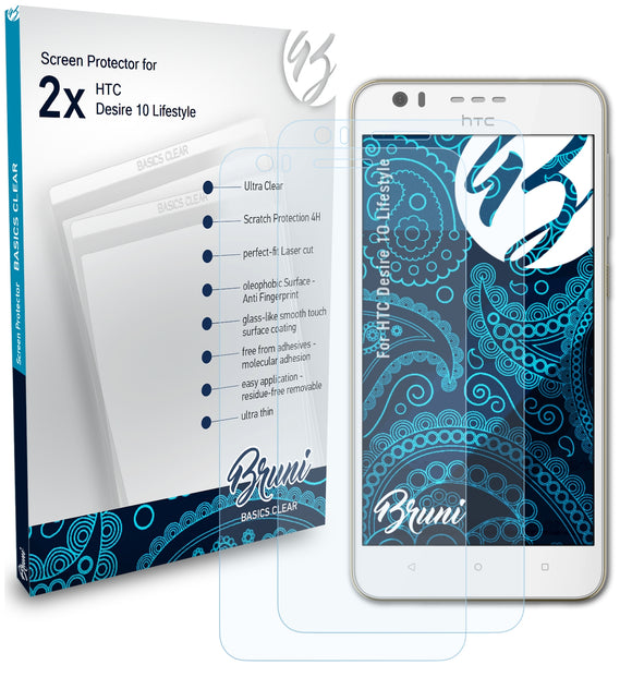 Bruni Basics-Clear Displayschutzfolie für HTC Desire 10 Lifestyle