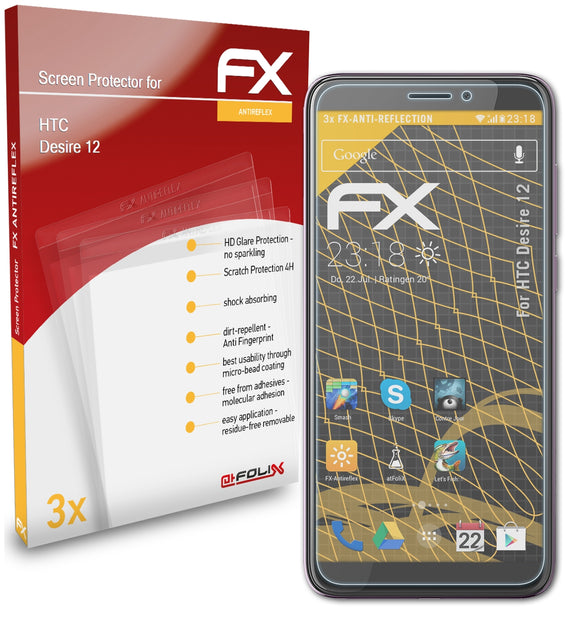 atFoliX FX-Antireflex Displayschutzfolie für HTC Desire 12