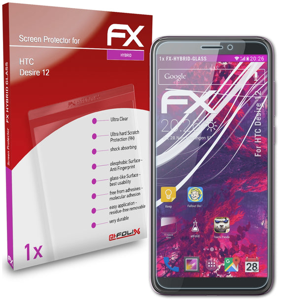 atFoliX FX-Hybrid-Glass Panzerglasfolie für HTC Desire 12