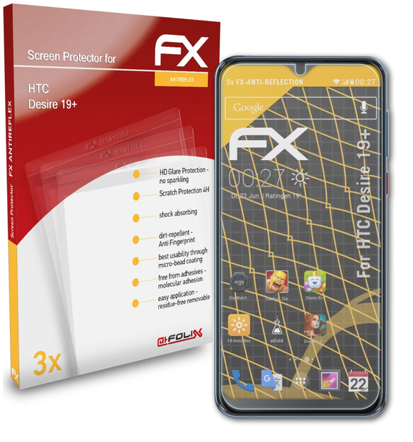 atFoliX FX-Antireflex Displayschutzfolie für HTC Desire 19+
