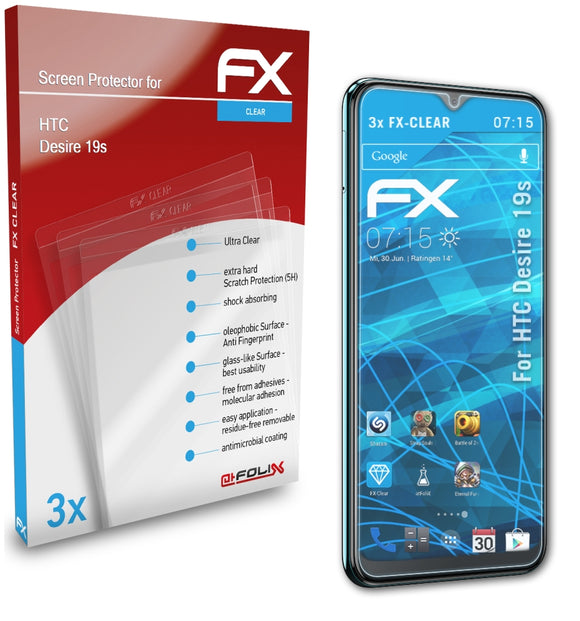 atFoliX FX-Clear Schutzfolie für HTC Desire 19s