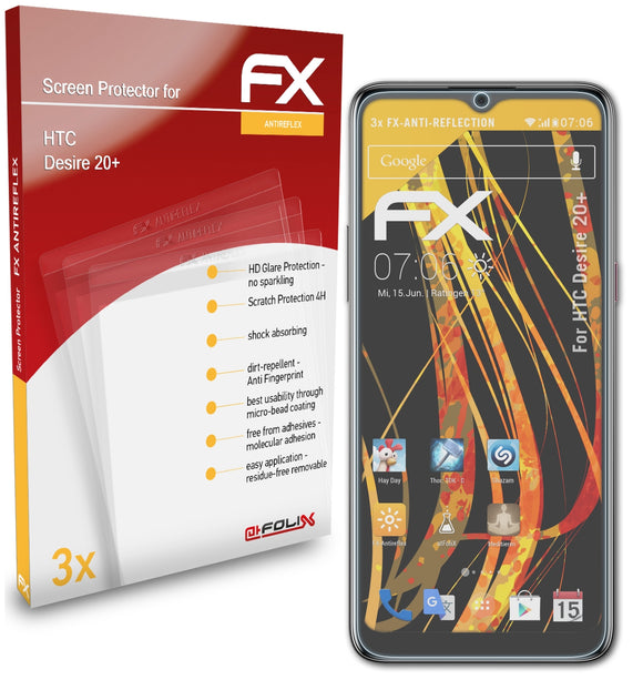 atFoliX FX-Antireflex Displayschutzfolie für HTC Desire 20+