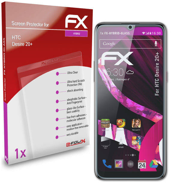 atFoliX FX-Hybrid-Glass Panzerglasfolie für HTC Desire 20+
