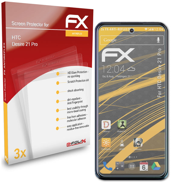 atFoliX FX-Antireflex Displayschutzfolie für HTC Desire 21 Pro